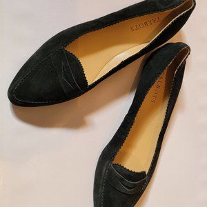 Talbots Black Pointed Toes Suede Slip On Flats
